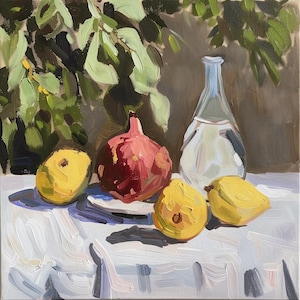 Keuken stilleven olieverfschilderij origineel olieverfschilderij stilleven zomer olieverf op canvas kunstwerk originele muurkunst