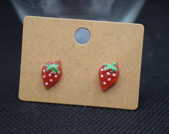 Handmade strawberry stud earrings