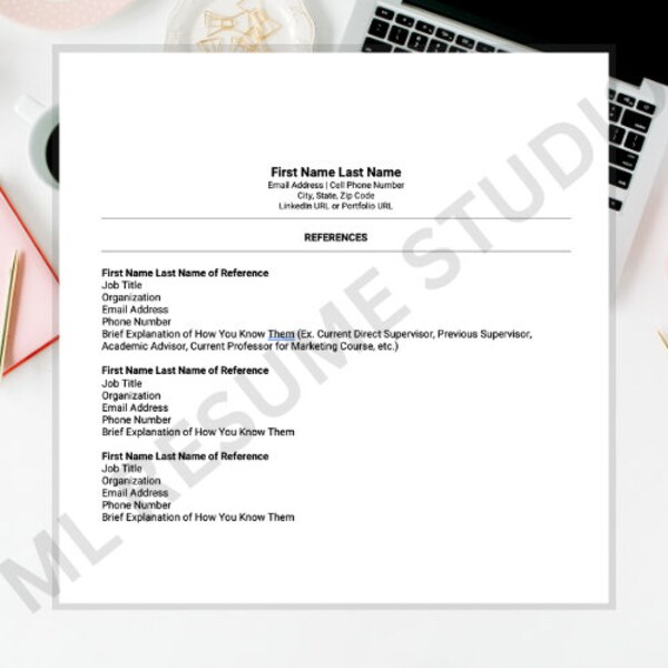 Professional Reference List Template