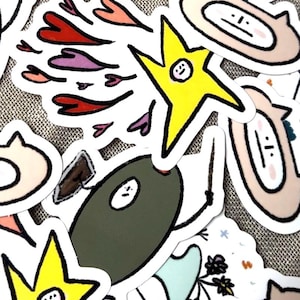 individual illustrated stickers/ autocollant/ illustration animals and food/big illustration art sticker Mimi and me autocollant ordinateur