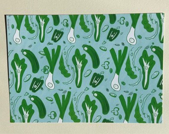 cartolina di verdure, illustrazione di verdure, cartolina, illustrazione di cibo, biglietto da disegno, idee regalo