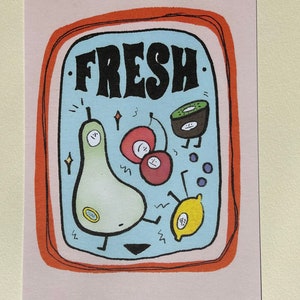 fruit postcards/ cute illustrations/ colorful fruit characters illustration postcard with envelopes, gift ideas