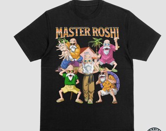 Master Roshi T-Shirt – Dragon Ball Classic T-Shirt – Vintage Anime Charakter Shirt – Unisex Kampfsportbekleidung – Geschenk für Anime-Fans – Bootleg