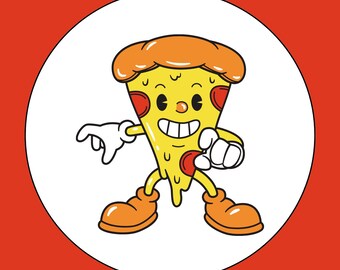 Wall Art Prints Vintage Digital Food Cartoon - Pizza, Burger and Fries