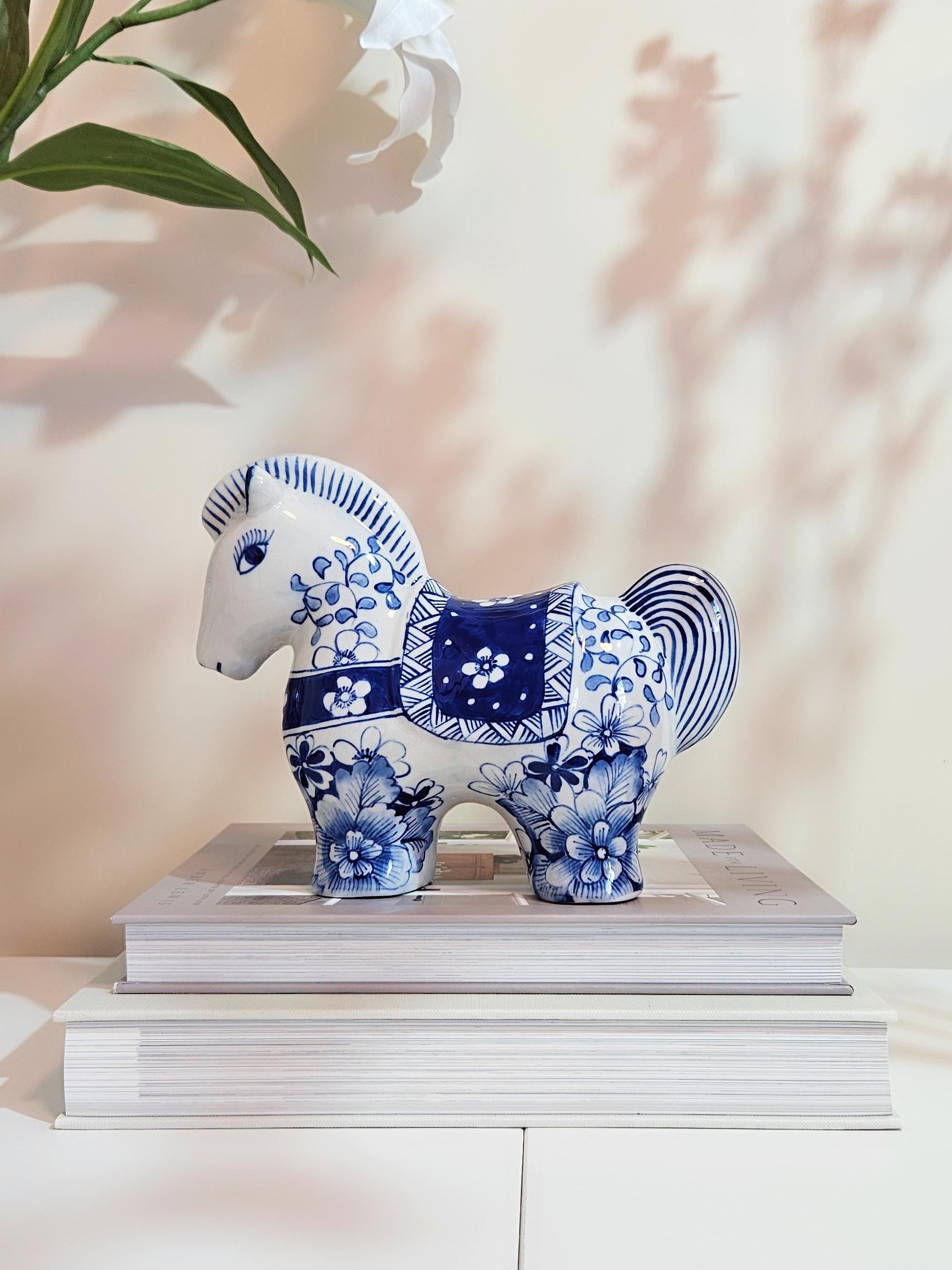 Blue Porcelain Horse - Etsy