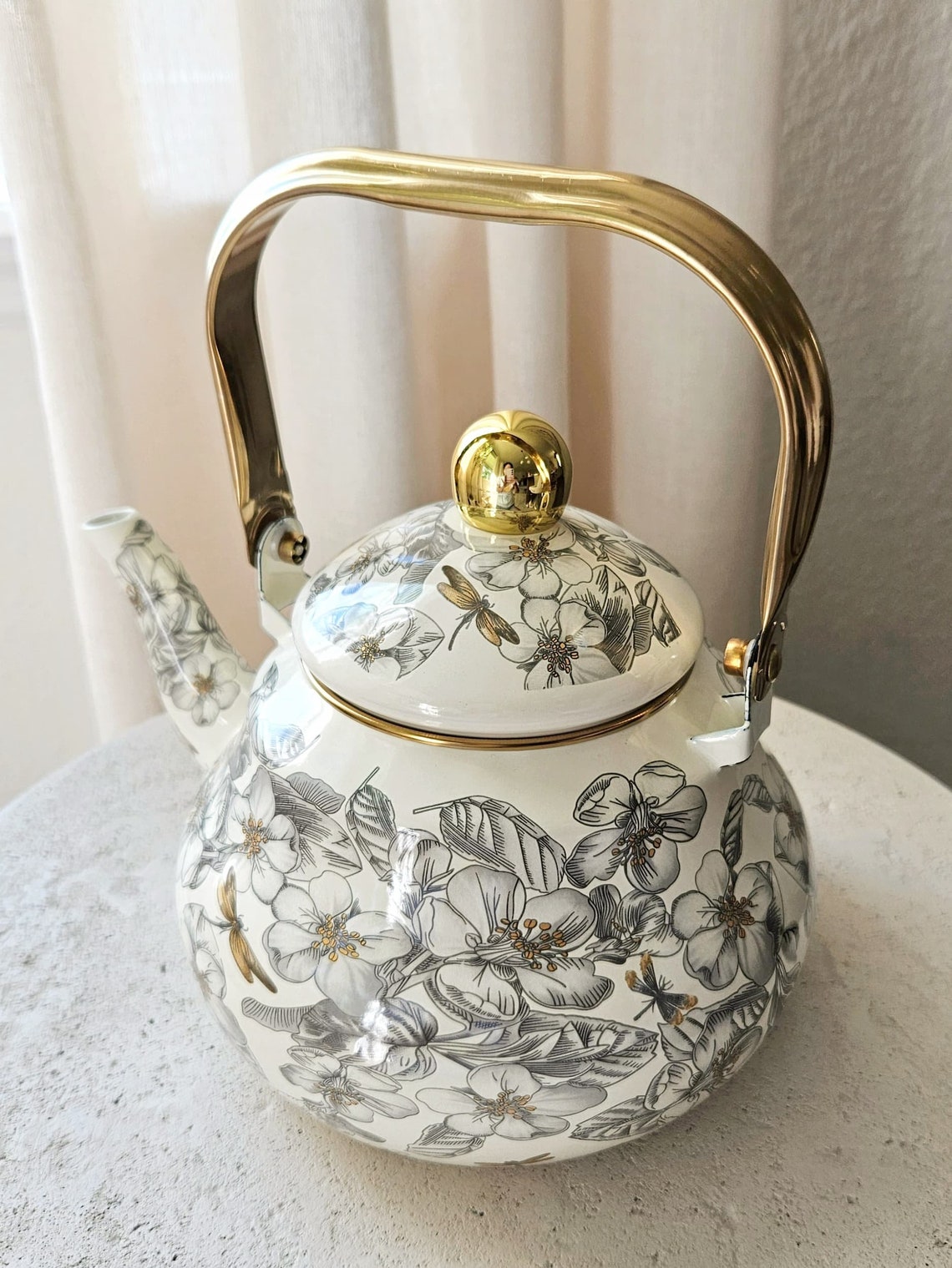 Floral Tea Kettle for Stove Top, Vintage Kettle, Tea Kettle, Kettle ...