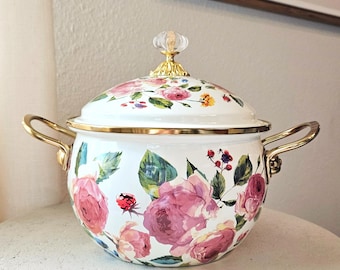 Enamel Stock Pot with Lid - 24cm