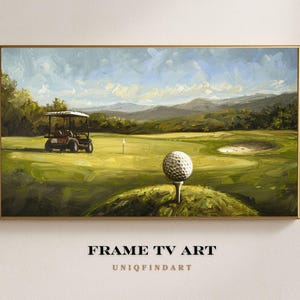 Golf Frame TV Art Golfing Painting Vintage Golf Course Textured Green Golf Sport Artwork Golf Lover Art Samsung Frame TV Art