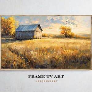 Fall Decor Frame TV Art Rustic Farmhouse Decor Barn Countryside Art Foliage Cozy Autumn Decor Vintage Oil Painting Style Digital Download