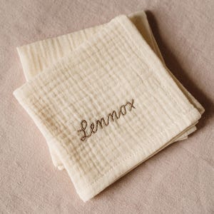 Personalized Organic Cotton Baby Cloth: Embroidered Muslin Lovey Blanket