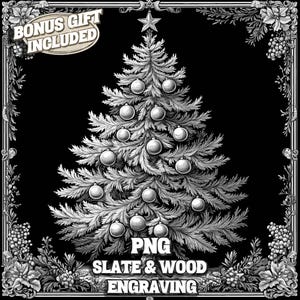 クリスマスツリーのレーザー彫刻 PNG、お祝いの装飾が施されたクリスマスのレーザー焼き付けファイル、冬のホリデーコースターの彫刻ファイル、彫刻準備ファイル