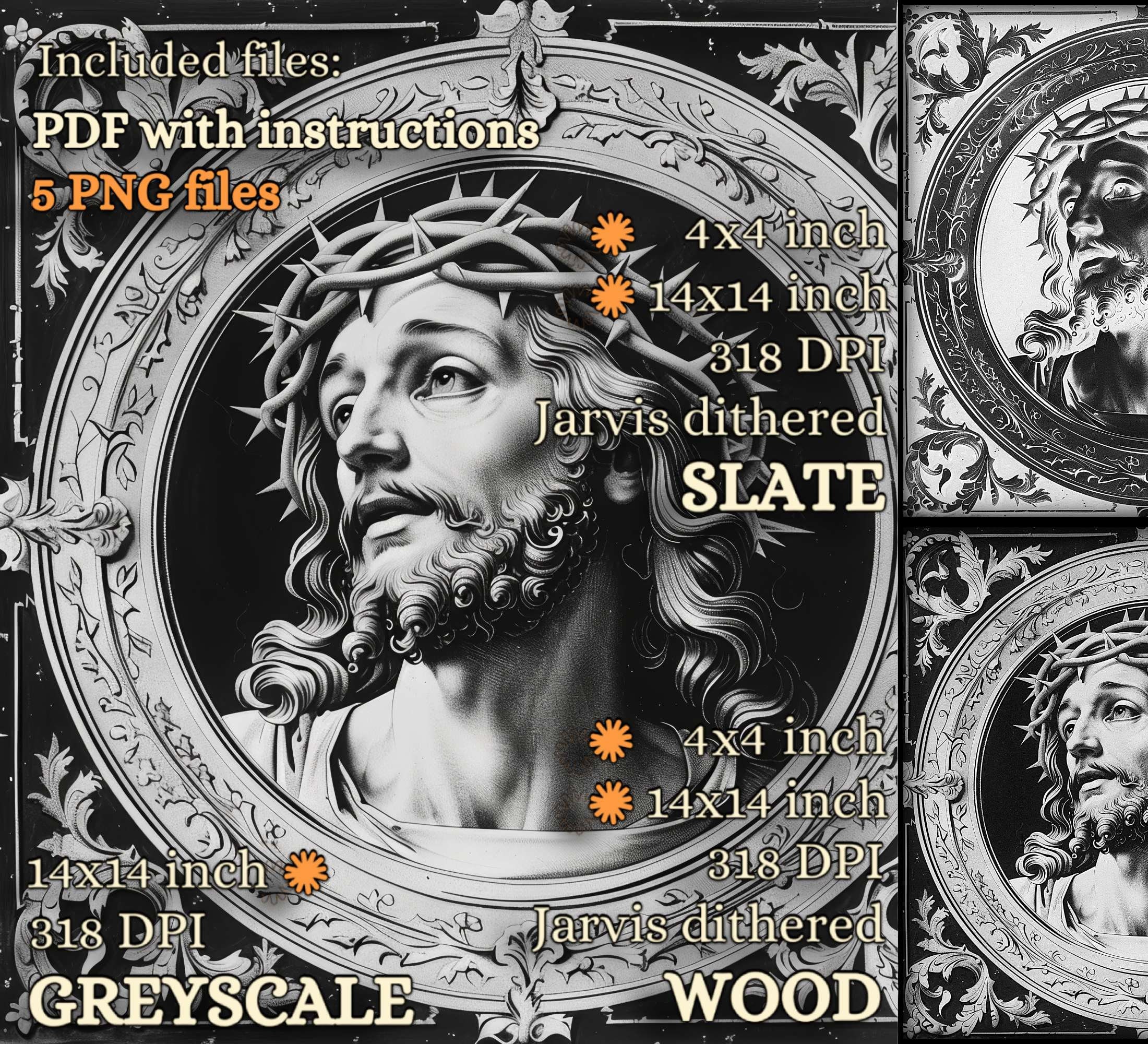 Jesus Christ Laser Burn PNG, Glowforge Christian Engraving File