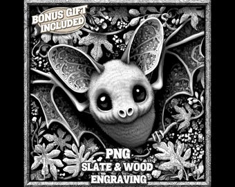 Halloween Laser Burn PNG, 3D Illusion Laser Engraving File, Cute Bat Slate Coaster, Spooky Halloween Laser Engrave, Glowforge Lightburn CO2