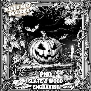 Halloween Laser Burn PNG, Jack O Lantern Laser Engraving File, Pumpkin Coaster Engrave, Spooky Scary Laser Engrave File, Glowforge, XTool