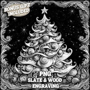 クリスマスツリーのレーザー彫刻 PNG、お祝いに飾られたクリスマスツリーのレーザー焼き付けファイル、冬のホリデーコースターの彫刻ファイル、彫刻準備完了