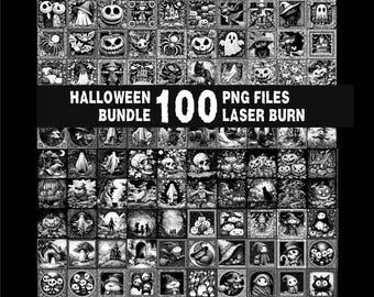 Halloween Engraving Bundle of 100, Laser Burn PNG File Set, Spooky Slate Coaster Engrave Pack, Laser Burn Mega Bundle, Glowforge, CO2, XTool