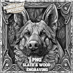 Duitse herder 3D-illusie PNG-laserbestand, gravure PNG leisteen onderzetter graveren, hond laserklaar 3D-gravure, lasergravure, houten onderzetter