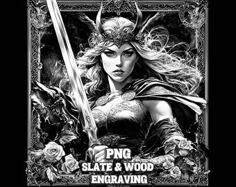 Norse Goddess Freya Laser Burn Files, Nordic Mythology Engraving PNG, Slate Coaster Laser Engrave Art, Freya Engraving PNG, Norse Engraving