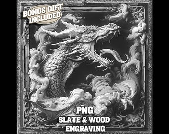 Laser Engrave PNG File,  Dragon Engraving PNG, Angry Dragon Laser Burn File, Dragon Slate Coaster Digital Engraving File, Gift for Engraver