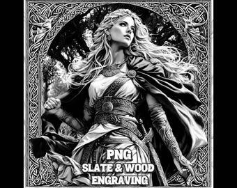 Norse Goddess Frigg Laser Burn Files, Nordic Mythology Engraving PNG, Slate Coaster Laser Engrave Art, Frigg Engraving PNG, Norse Engraving