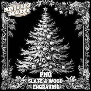 クリスマスツリーのレーザー彫刻 PNG、お祝いに飾られたクリスマスツリーのレーザー焼き付けファイル、冬のホリデーコースターの彫刻ファイル、彫刻準備完了