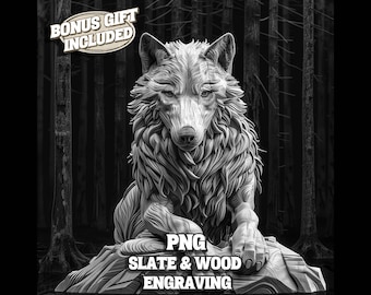 Wolf 3D Illusion PNG Laser File, Forest Wolf Engrave PNG, Slate Coaster Engraved, Wildlife Laser Ready 3D Engraving, Laser Engraving