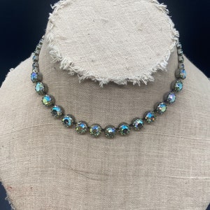 Weiss Signed Aurora Borealis Rhinestone Choker, Prong Set