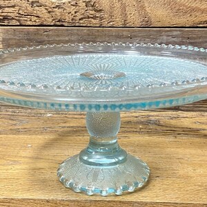 RARE Jeanette Ice Blue Harp Pedestal Cake Stand