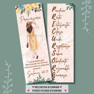 JW Espanhol Pioneer Sister Bookmark Digital Download Precursora Cartões para impressão Pioneer Gifts Regalo de precursor, Marcador de libro
