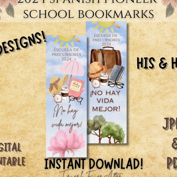 JW Spanish Pioneer School 2024 Bookmarks Digital Download No hay vida mejor Printable Cards Pioneer Gifts His & Hers Regalo de precursor