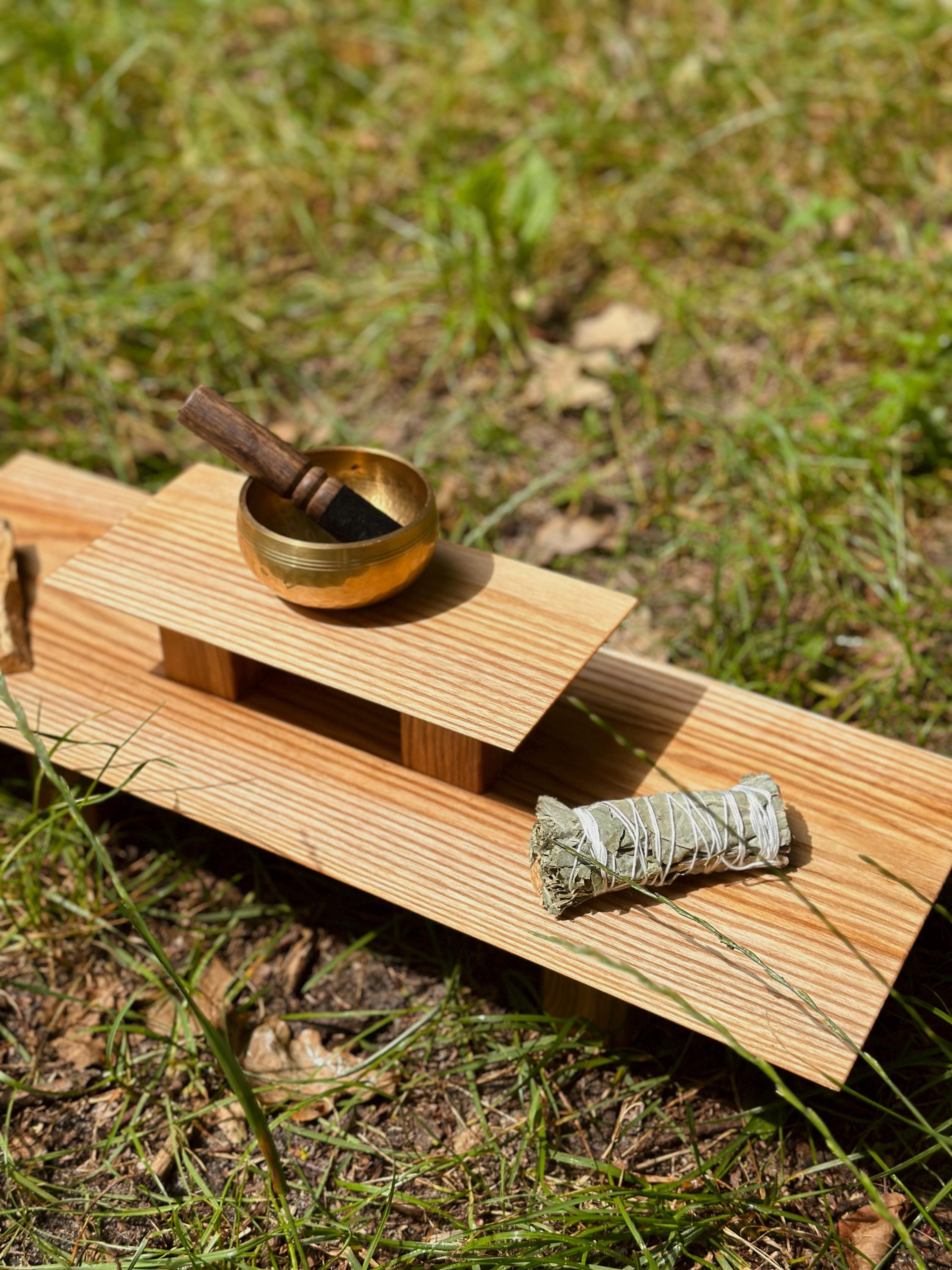 BE STIL Banc De Méditation En Bois – Transformable En étagère Murale, Bois Naturel, Design Ergonomique, Universel, Sans Outils