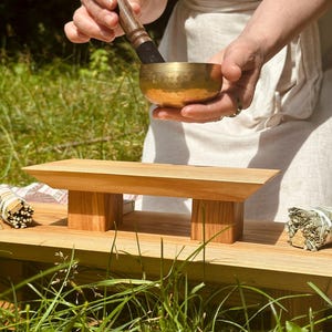 Handmade Oak Meditation Altar: Zen Japanese Puja Table