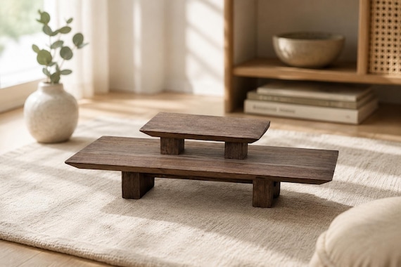 Oak Meditation Altar Table - Minimalist, Deep Wenge Finish