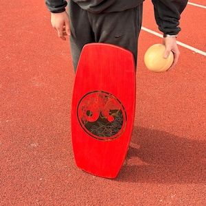Träbalansbräda för tränare, corestyrka, surf, skateboard, snowboardträning, wobbleboard för hemmaträning