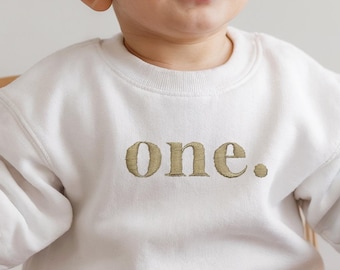 Moletom bordado personalizado de aniversário, moletom para bebê, blusa de aniversário para criança, blusa de 1º aniversário, suéter de 2º aniversário, uma camiseta 001