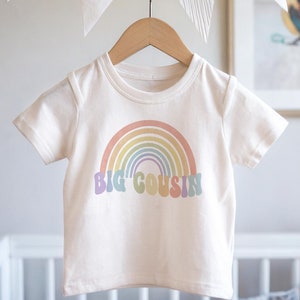 Rainbow Cousin T-shirt, Sibling T-Shirt, Promoted to Big Cousin Top, Cousin Crew T-Shirt Neutral T-Shirt, Baby Announcement Matching Cousins