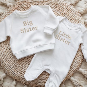 Embroidered Big Sister Sweatshirt, Little Sister Sleepsuit, Big Sister Jumper, Big Sister Promotion, Baby Announcement,Sister Sibling Outfit