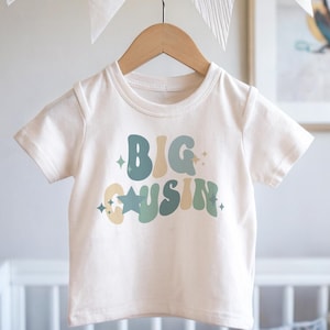 Cousin T-shirt, Sibling T-Shirt, Promoted to Big Cousin,Retro Top, Cousin Crew T-Shirt, Neutral T-Shirt, Baby Announcement, Matching Cousins