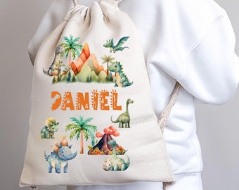 Personalized Dinosaur Drawstring Bag: Kids PE/Gym Bag