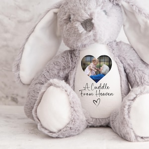 Personalised Teddy Photo Soft Toy Bunny: Memorial Keepsake Gift