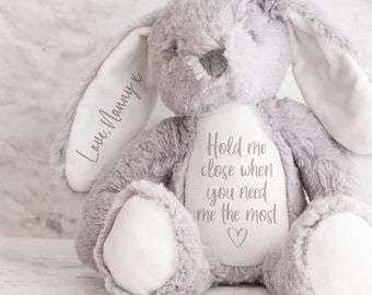 Peluche Lapin « Tiens-moi près de toi » personnalisée : Cadeau souvenir pour bébé