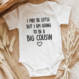 Haftowana kamizelka dla dziecka „Będzie dużym kuzynem”, kombinezon do spania, prezent na baby shower, ogłoszenie o narodzinach dziecka, prezent dla kuzyna, mały kuzyn, nowy kuzyn