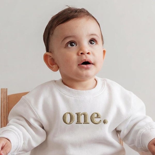 Moletom bordado de aniversário: Blusa personalizada para bebê ou criança pequena 001