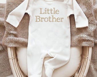 Embroidered Little Brother Sleepsuit: Cotton Baby Vest 001