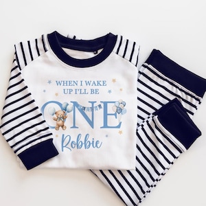 Personalised When i wake up I&#39;ll be One Pyjama Set, 1year old Birthday PJs, Birthday Pyjama, Birthday shirt, Boys Pjs, Toddler Pjs, kids pjs