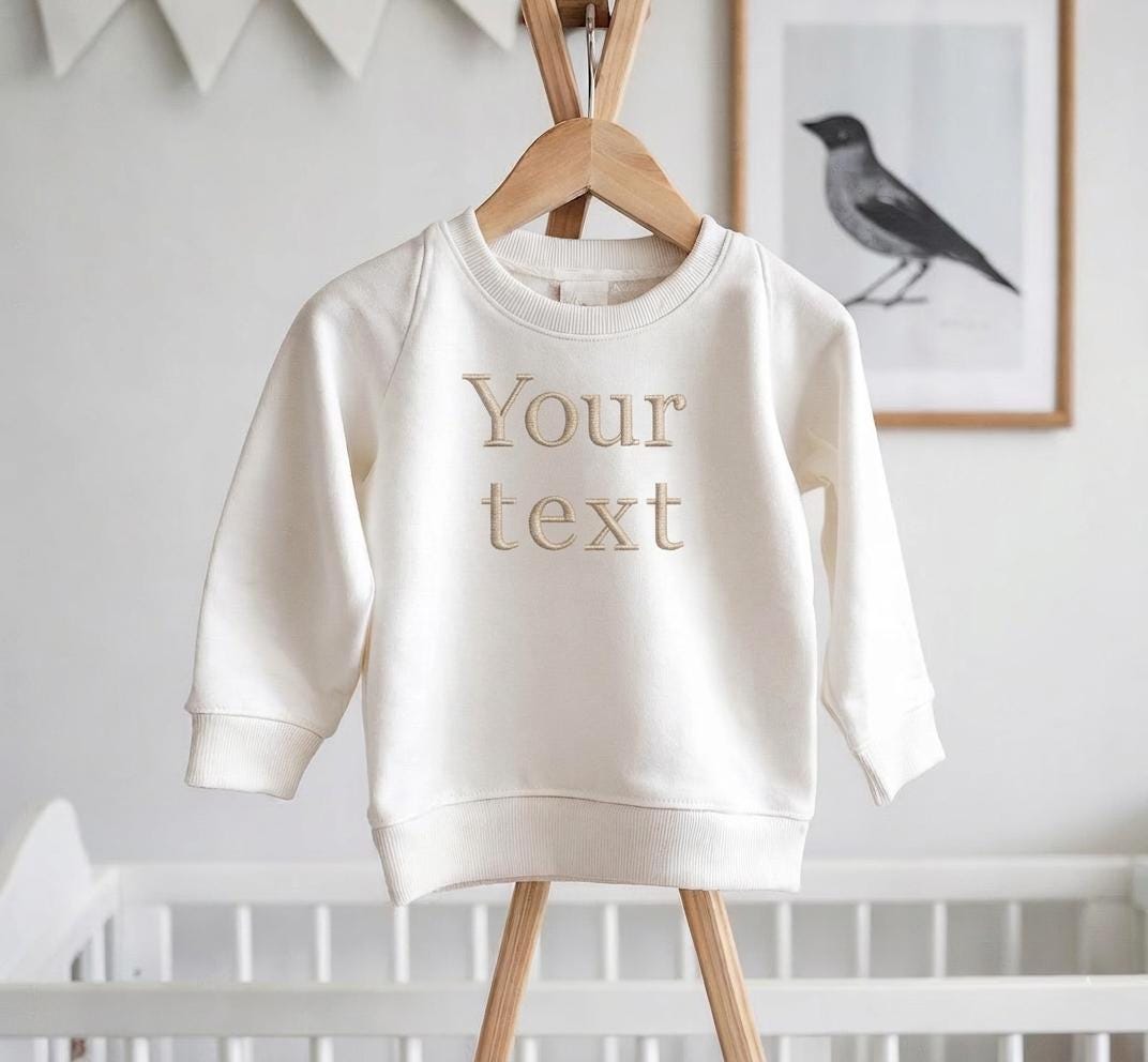 Embroidered Personalised Sweatshirt, Your Text Sweatshirt, Personalised Kids Sweatshirt, Big Brother Sweatshirt: Baby Announcement Jumper