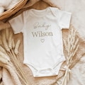 Embroidered Personalised Baby Bodysuit, New Baby Gift, Newborn Baby Gift, Personalised Surname Baby Vest, Baby Announcement Baby Shower 001