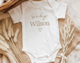 Embroidered Personalised Baby Bodysuit, New Baby Gift, Newborn Baby Gift, Personalised Surname Baby Vest, Baby Announcement Baby Shower 001