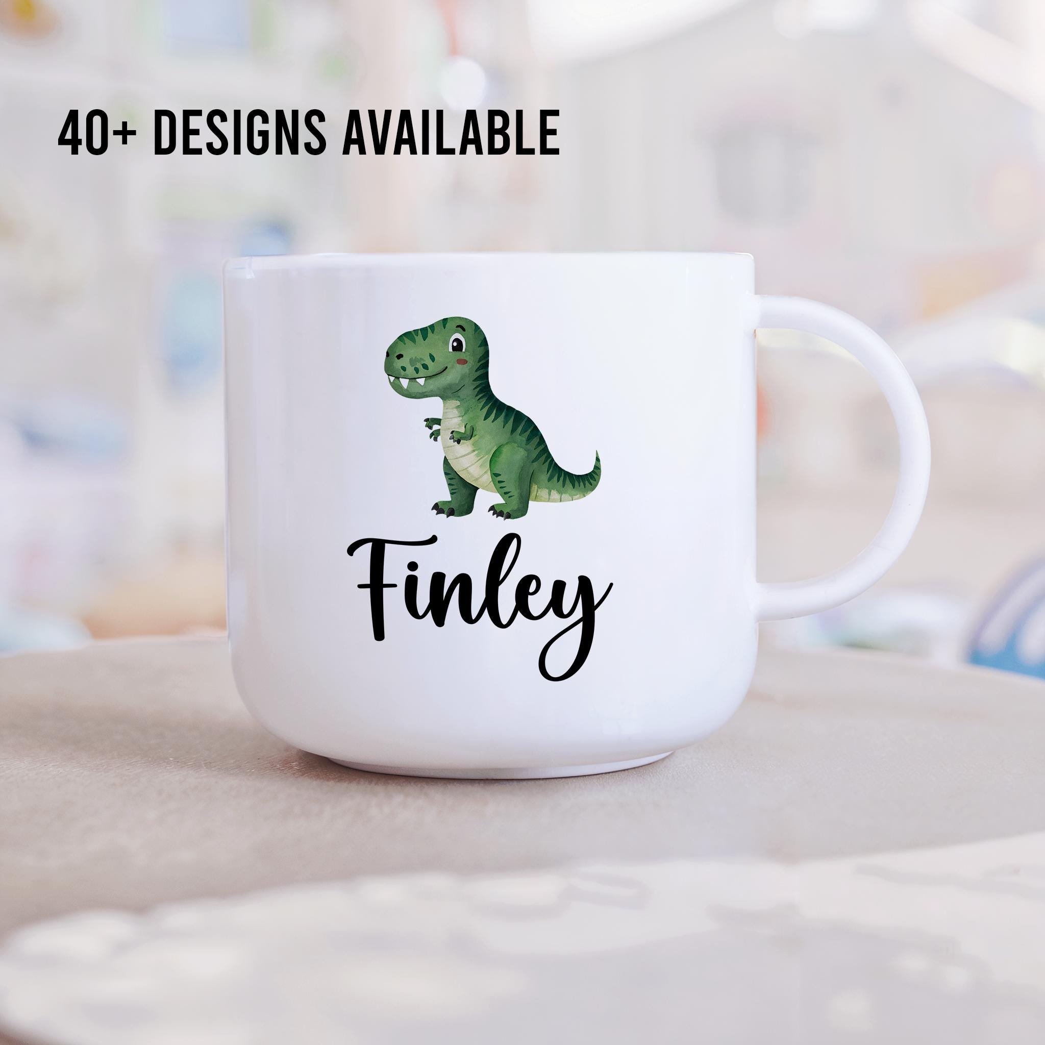 Tazza personalizzata per bambini con nome e motivo divertente dinosauro tazza smaltata regali individuali compleanno idea regalo per bambini bambino ragazzo ragazza tazza di metallo smalto