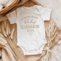 Embroidered Personalised Coming Soon Baby Vest, Name Bodysuit, New Baby Gift, Newborn Gift, Personalised Surname, Baby Announcement 001 product logo